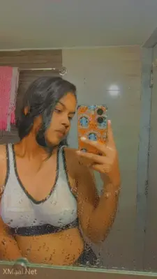 Indian College Girl Admiring Her Naked Hot Big Boobs